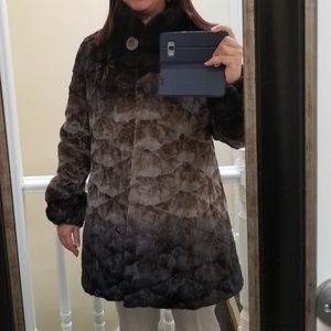 Shaved mink fur 3/4 length coat